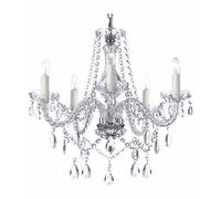 Saint Mossi Lustres de plafond en cristal Gouttelette Lustre Éclairage LED Plafonnier Suspension Luminaire pour Salle à Manger Salle De Bains Chambre Salon 5 E14 52 x 52 x 50 cm