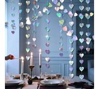 Saint Valentin Guirlande Coeur Irisé 26Ft - GREATRIL 4 Pièces Papier Guirlande Anniversaire Banderole pour Fiançailles Nuptiale Mariage Douche Nuptiale Mères Fête