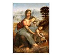 Sainte Anne, la Vierge et l'Enfant Jésus jouant avec un agneau Poster | 13 x 18 cm de Leonardo da Vinci Marron Tableaux Décoration murale