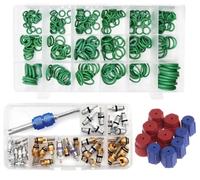 Saipor Lot de 3 kits de réparation de climatisation de voiture, 270 joints toriques en caoutchouc + 40 pièces de noyau de valve de climatiseur de voiture R12 R134a + 10 bouchons de valve AC R134a