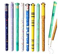 Saituo Home 8 Couleurs Stylo Effacables Animaux Mignons à Encre Thermosensible, Stylo Gel Effaçable avec Pointe de 0,5 mm, Multicolores Stylos Effaçables Animaux pour Fournitures Scolaires Bureau