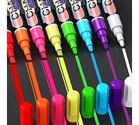 SAKEYR Lot de 8 marqueurs à craie effaçable pour fenêtre Tefal 6 mm Marqueur à craie fluo, marqueurs pour tableau, feutres pour vitres, craie pour fenêtre