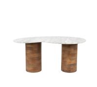 SAKI - Table basse bois et marbre L84 Marron
