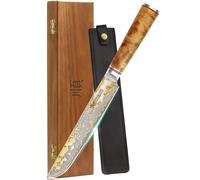 Sakimaru-Messer 200 mm – Acier damasquiné en cuivre, idéal pour le sushi, le saumon, avec manche en bois