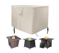 Saking Housse de table carrée pour foyer à gaz - 71,1 x 71,1 x 63,5 cm - PVC 600D très résistant, imperméable et coupe-vent pour meubles de foyer de terrasse (beige)