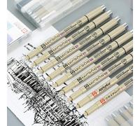 Sakura-Ensemble de stylos à encre pigmentée étanche Pigma Micron, marqueurs noirs pour croquis manga, dessin comique, design artistique, ensemble de 11 Set of 11 Pieces