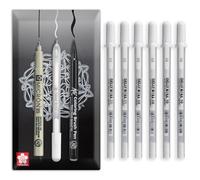 SAKURA Gelly Roll Basic Stylo à encre gel blanc | Encre blanche opaque imperméable, sans bavure ni bavure | Débit fluide pour le dessin, les reflets et le papier foncé | 05, 08, 10 pointes | Lot de 6