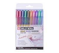 SAKURA Gelly Roll Gold & Argent Shadow Glitter Gel Pen Set of 10 | Special Metallic Effect | Pens for Writing, Drawing, Journalling & Crafts