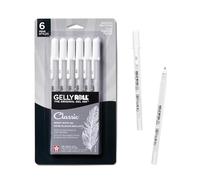 Sakura Gelly Roll Lot de 6 stylos à encre gel à pointe fine pour journal, art ou dessin - Encre blanche classique - Tailles de pointe assorties