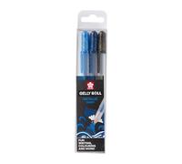 SAKURA Gelly Roll Metallic Gel Pen Set - Ocean 3 couleurs - Bleu, Bleu Noir, Noir - Effet métallique brillant - Encre pigmentaire à base d'eau