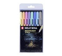 SAKURA Stylos gel Gelly Roll Moonlight - 10 stylos, 8 couleurs pastel, pointe 0,5 mm, brille sous UV