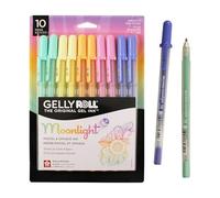 Sakura Gelly Roll Moonlight Lot de 10 stylos à encre gel pastel et opaque - Stylo à encre à pointe audacieuse pour journal, art ou dessin - Encre pastel assortie - Ligne audacieuse