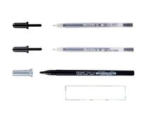 SAKURA Gelly Roll Stylo à Encre Gel Noir 06, 08 et SAKURA PIGMA PEN 10 Pinceau Stylo Feutre Noir, Pointe 0.7MM + 1 Carte
