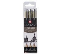 Sakura - Lot de 3 feutres fins Pigma Micron, différentes largeurs d'écriture, noir | 6 pièces