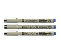 Sakura Lot De 3 Feutres Pigma Micron 03, Bleu