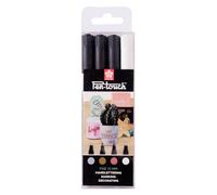 SAKURA Pen-Touch Fine Marqueur Permanent Set de 4 | Metallique + Blanc | Stylos pour la décoration, le lettering et le DIY
