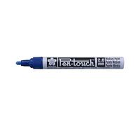 SAKURA Pen-Touch Medium Bleu Marker - Pointe en fibre de 2 mm - Écrit sur le verre, le bois, le métal, le plastique - Usage industriel - Permanent & Polyvalent