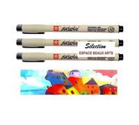 Sakura Pigma Brush Pinceau Stylo Noir (# 49), marqueurs encre à pointe pinceau, 3 pièce