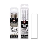 SAKURA Pigma Micron -005.01.03 Gelly Roll 3 stylos Bright White Size 05/08/10 Made in Japan