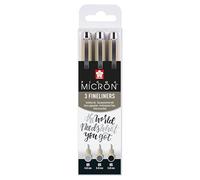 SAKURA Pigma Micron 05 Fineliner Set - 3 stylos, Noir & Gris, 0.45 mm de largeur de trait - Qualité professionnelle, encre résistante à l'eau, idéal pour le dessin et le journal intime