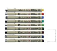 Sakura PIGMA MICRON 05 - Set de 9 Fineliners Couleurs et 1 Carte, Pointe Fine 0,45 mm