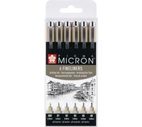 Sakura Pigma Micron Callibrated Tip Pens Set Of 6, Permanent Black Water Resistant Ink, Variety Of Sizes Pens For Writing, Drawing & Journaling