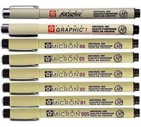 Sakura Pigma Micron noir 8 toutes les plumes 005,01,02,03,05,08,1mm Brush,Made in Japan