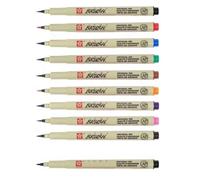Sakura Pigma Micron - Pigment Ecriture Pointe brush - Sakura Pigma Brush Pinceau Stylo, Lot de 9 couleurs + 1