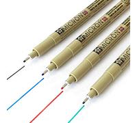 Sakura Pigma Micron - Pigment Ecriture Pointe Superfine + - Lot de 4-0.8 mm - Noir, Bleu, Rouge et Vert