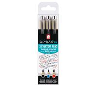 SAKURA Pigma Micron PN Office Set - 3 couleurs Bleu/Rouge/Noir - Stylos à encre pigmentaire de haute qualité - pointe de 0,3 à 0,5 mm pour écrire, dessiner et tenir un journal.