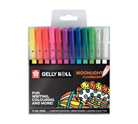SAKURA – Stylo roller encre gel – Gelly Roll Moonlight – Fluorescent pailleté – Set 12 couleurs