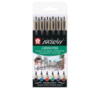 Sakura - Set de 6 stylos pinceaux Pigma noirs | 6 pièces