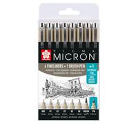 Sakura - Set de feutres à pointe fine Pigma Micron 7 + 1 Pigma Micron PN offert | 6 pièces