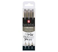 Sakura - Set de feutres fins Pigma Micron 05 noir et gris, 3 tailles | 6 pièces