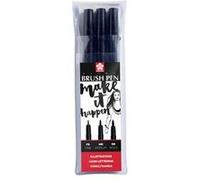 SAKURA Stylo pinceau PIGMA BRUSH, étui de 3, noir Noir G