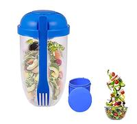 Salade Repas Shaker Tasse, Tasse À Salade Portable Grande Capacité Boîte Alimentaire avec Fourchette et Support de Vinaigrette, Récipient de Tasses À Salade de Fruits et Légumes (Blanc)