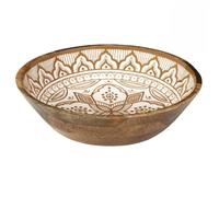 Saladier en bois de manguier avec motif mandala brun (Ø33cm) - MANGO