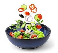 Saladier en céramique - 1400 ml - Grand saladier en porcelaine - Bleu - 22,8 cm - Bol à céréales - Bol à soupe - Bol de service pour lave-vaisselle et micro-ondes
