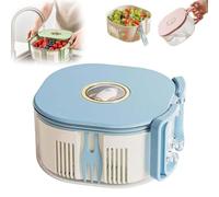 Saladier essoreur 3 en 1 pour le lavage des fruits avec fourchette intégrée (Bleu)