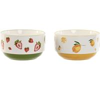 Saladier Home ESPRIT Jaune Rouge Vert Porcelaine 21 x 21 x 12 cm (2 pièces)