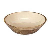 HOME DECO FACTORY - KA0569 Saladier en Manguier Dune Uni - Design Élégant pour Salades et Fruits - Entretien Facile - Diamètre 28 cm - Marron et Beige