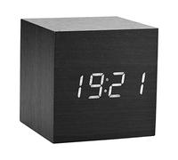 SALALIS Horloge LED Numérique reveil cube Réveil Numérique en Bois, Réveil Numérique avec Fonction de Commande Vocale pour la Décoration de la Chambre, Réveil Wekkers
