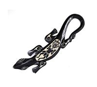 Salamandre/Gecko mural en bois peint noir motif tribal africain 50cm