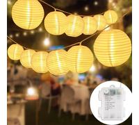 SALCAR 10 M batterie Guirlande Lumineuse 40 LEDs Étanche Lampe Lanterne, Guirlande Lampions LED Imperméable Lumières Féériques de Décoration Pour Jardin Fête Noël Halloween Décoration - Blanc Chaud