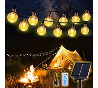 SALCAR 15M Guirlande Lumineuses Solaires Exterieur, 60 LED Guirlande Lumineuse Solaire Étanche, 8 Modes 3 Niveau de Luminosité Guirlande Solaire Exterieur pour Jardin, Terrasse, Fêtes (Blanc Chaud)
