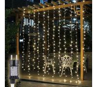 SALCAR 2x2m Rideau Lumières Extérieur, 160 LEDs Guirlande Lumineuse avec 8 Modes et Minuterie, Étanche IP44 Décoration Fenêtre Noël pour Intérieur Extérieur Balcon Fête Mariage, Blanc Chaud