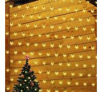 SALCAR 3m x 2m Lumières De La Chaîne Net D'économie D'énergie, 204 LEDs Guirlande Lumineuse 31V Basse pression, Prévention de la rouille LED filet lumineux exterieur - Blanc chaud