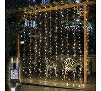 SALCAR 3x3m Rideau Lumières Extérieur, 300 LEDs Guirlande Lumineuse avec 8 Modes et Minuterie, Étanche IP44 Décoration Fenêtre Noël pour Intérieur Extérieur Balcon Fête Mariage, Blanc Chaud