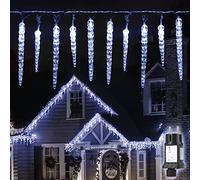 SALCAR 40 LEDs Guirlande lumineuse d'exterieur, Noël Guirlande lumineuse de glaçons 5m + 5m câble d'alimentation (totale 10m) pour Maison, Arbre, Balcon, Piscine, Jardin - Blanc