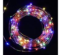 SALCAR Coloré LED Guirlande Lumineuse de 10 mètres / 33 Ft 100 diodes à l'intérieur du fil de cuivre Micro USB pour les fêtes de Noël Party Decorating (Multicouleur)